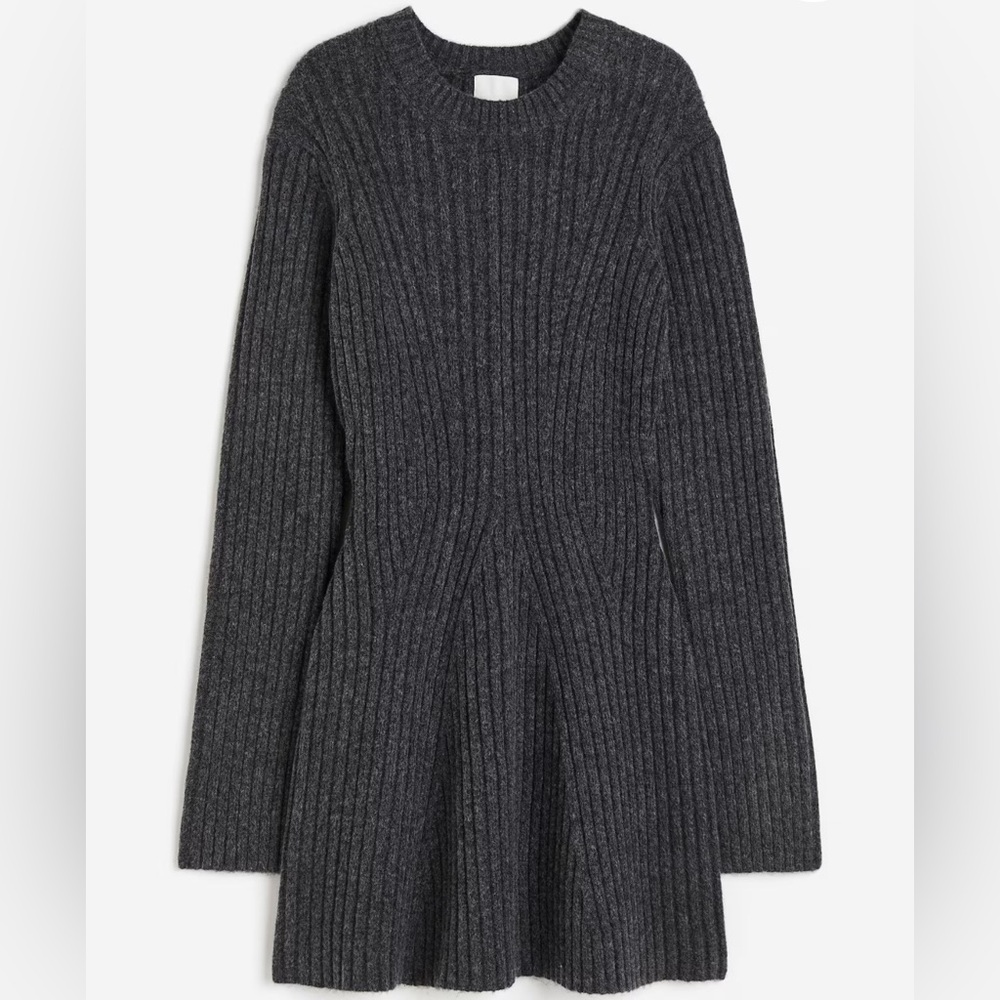 H&M Charcoal Gray Ribbed Knit Sweater Dress | SIZE XL EUC - Picture 12 of 12